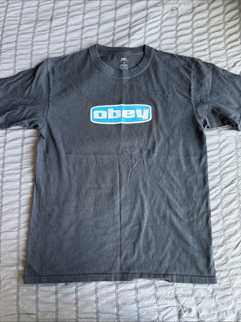 Obey Black Short-Sleeve Tee with Blue Logo